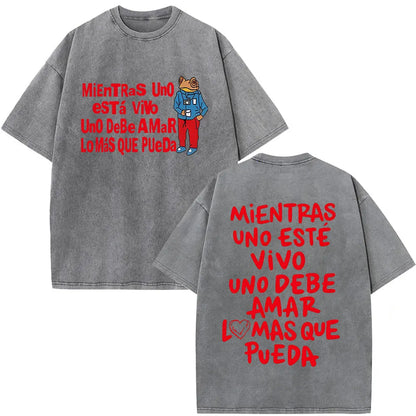 Rapper Bad Bunny Vintage Washed T Shirts Debi Tirar Mas Fotos DTMF T-shirts Men's Clothing Fashion High Quality T-shirt Couples