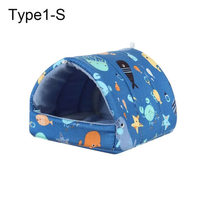Soft Rabbit Colorful Squirrel Mini Cage Winter Hamster House Guinea Pig Nest Small Animal Sleeping Bed Warm Mat