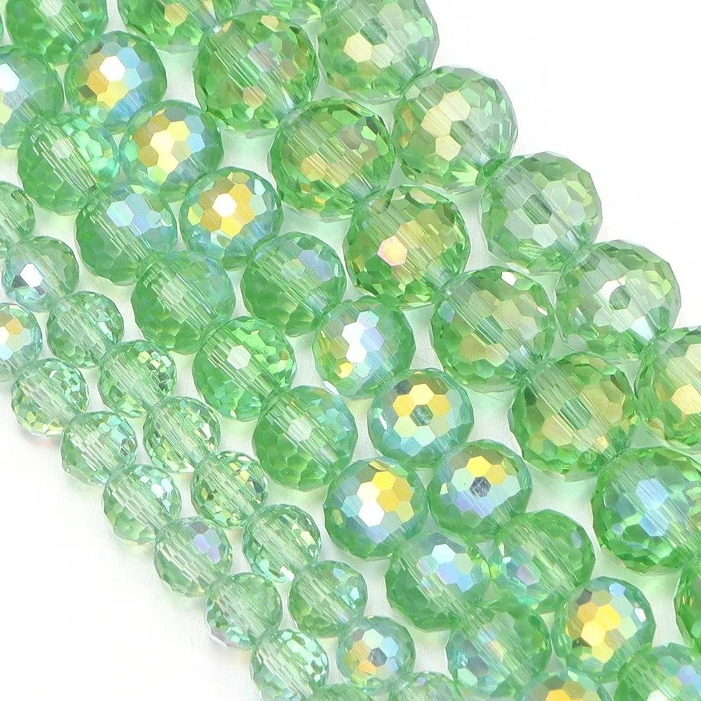 6/8/10mm Sizes Faceted Glass Beads Pink Blue Plating Clear Crystal Earth Beads 96-faceted Faceted Cut Style Jewelry Making Beads