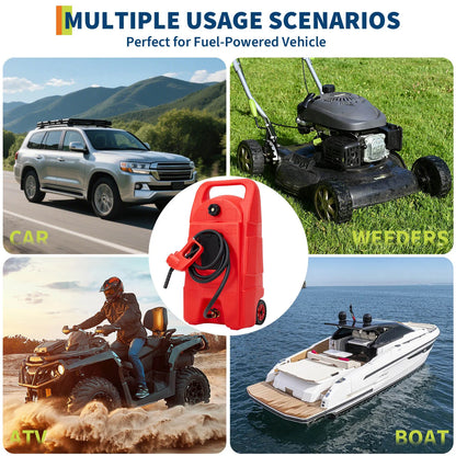 Heavy-Duty 15 Gallon Portable Fuel Caddy – Manual Siphon Pump & 10FT Delivery Hose – On-Wheels Gas & Heavy-duty Transfer Tank – Ideal Tool Storage for Cars, Lawn Mowers, Boats
