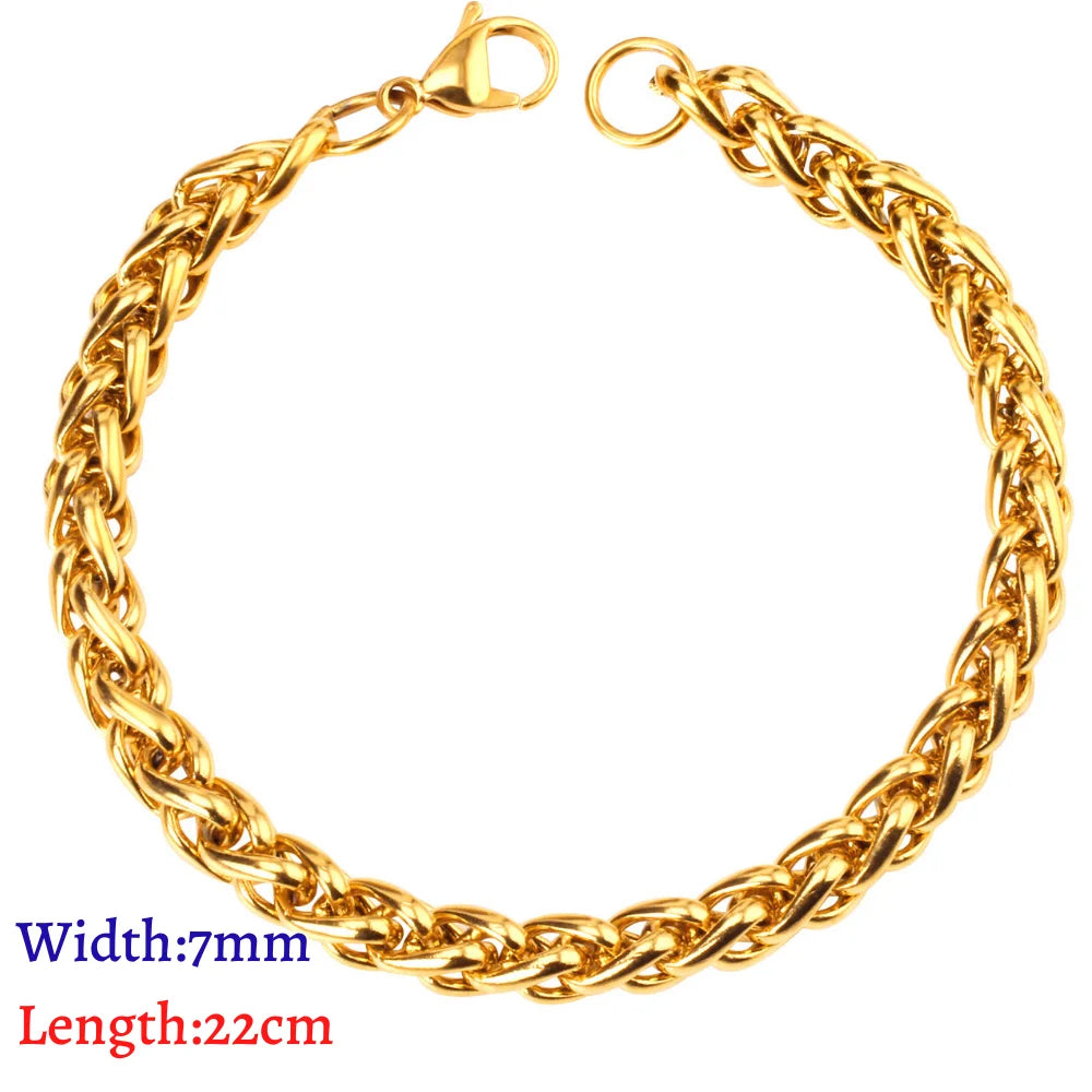 LUXUKISSKIDS Stainless Steel Couple Men/Woman Bracelets Fashion Curb Cuban Link Chains On Hand Rock Bracelet Wrist Jewelry Gifts
