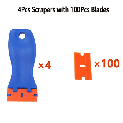 Two Cutting Plastic Razor Blade Scraper Non-Scratch Scraper Tool Kits for Cleaning Labels Glue Car Window Sticky Remover