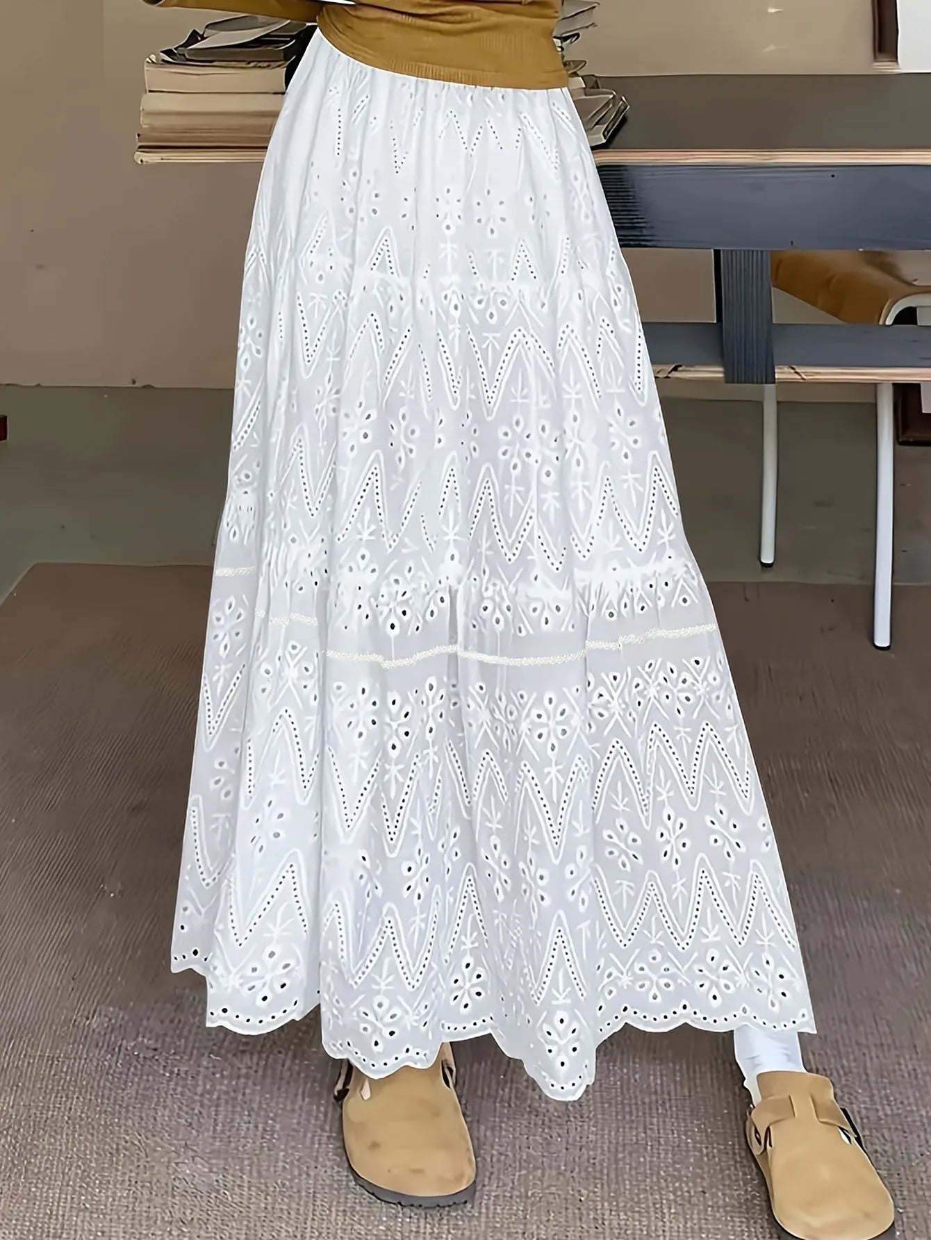High-waisted Sheer Solid Color A-line Elastic Waist Skirt Women's Summer New Elegant Formal Party Vacation Versatile Maxi Dress