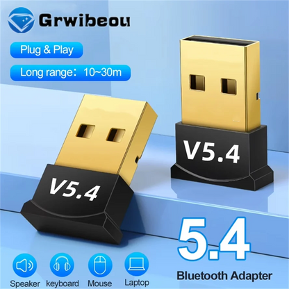 USB Bluetooth 5.4 Adapter Audio Dongle Adapter Mini USB Wireless Receiver/Transmitter For PC/Laptop Driver Free For Win10/11