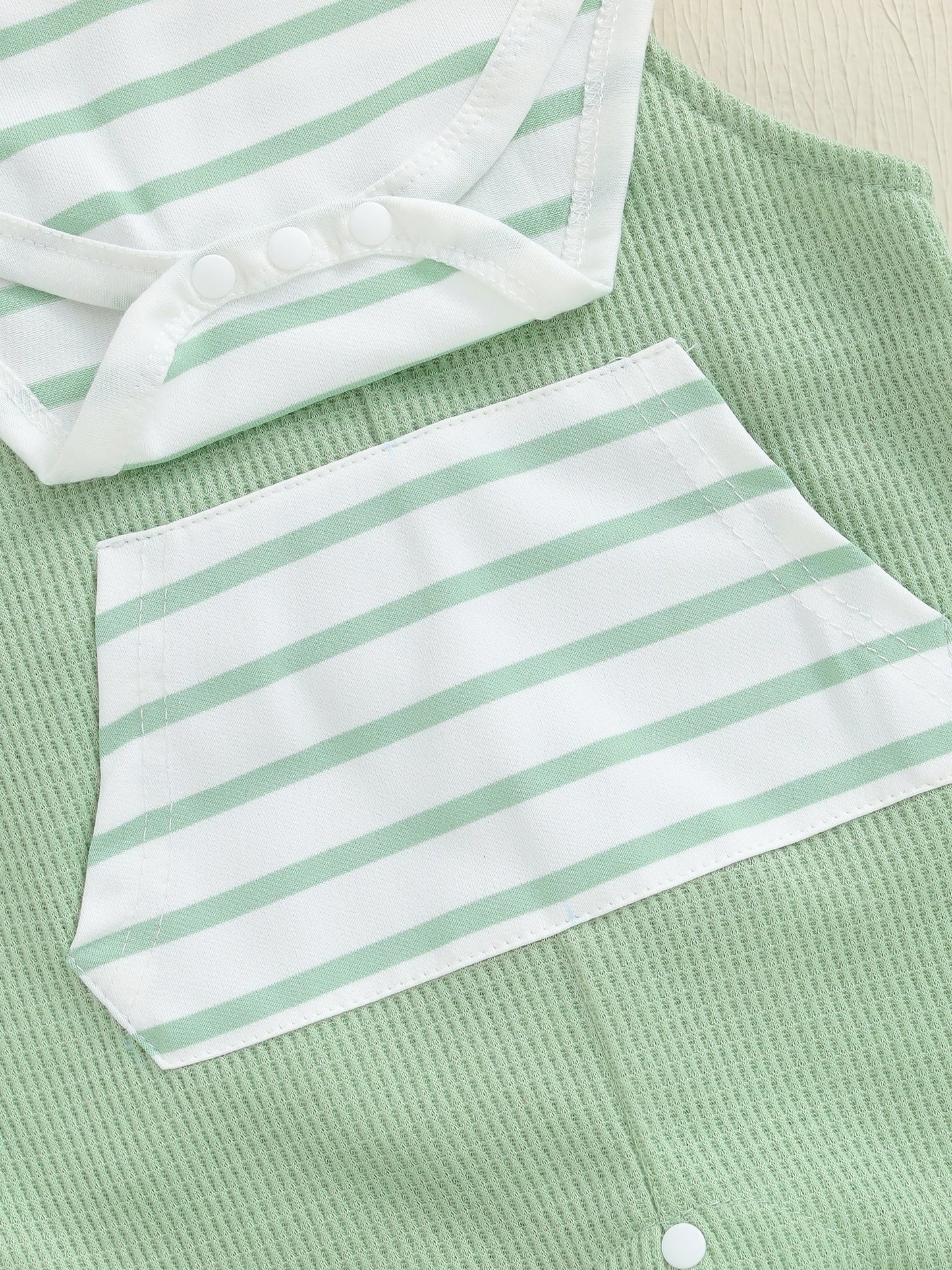 Newborn Baby Boy Fall Winter Clothes Striped Long Sleeve Romper Overall Pants Hat 3Pcs Set Cute Coming Home Outfit