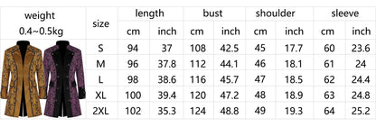 Men Steampunk Coat Tuxedo Medieval Costume Jacket Halloween Retro Renaissance Victorian Party Male Stand Collar Fashion Tailcoat