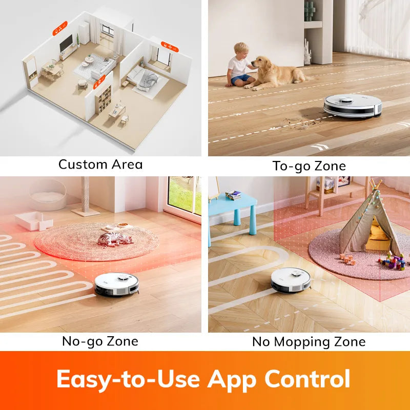 ILIFE V30 Robot Vacuum Cleaner, Laser Navigation, 10000Pa Suction, Up to 150min Runtime, APP Control, Customizable Cleaning, 2-in-1 Vacuum & Mop, No-Go Zones, Multi-Floor Mapping, Support Voice Assistance