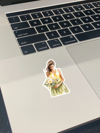 Fantasy Yellow Watercolor Summer Long Skirt Girl Stickers Cute Crafts Scrapbooking  Planner Journal  Stationery Planner Kawaii