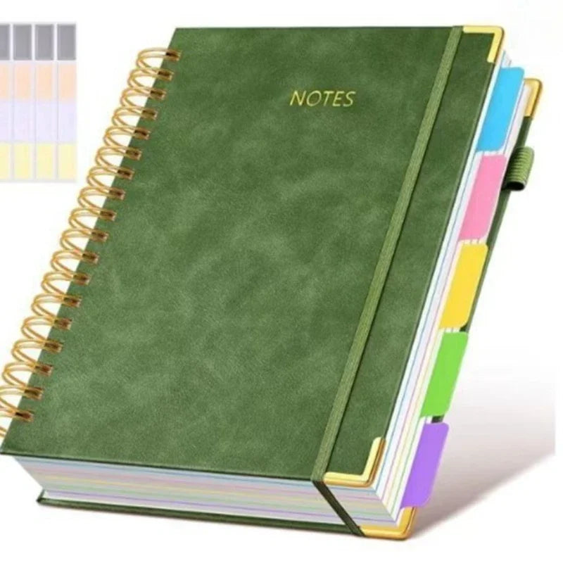 Extra Large Hardcover Spiral Notebook - with Removable Dividers & Tabs, 300 Pages Faux Leather Cover,For School,Office,Planner