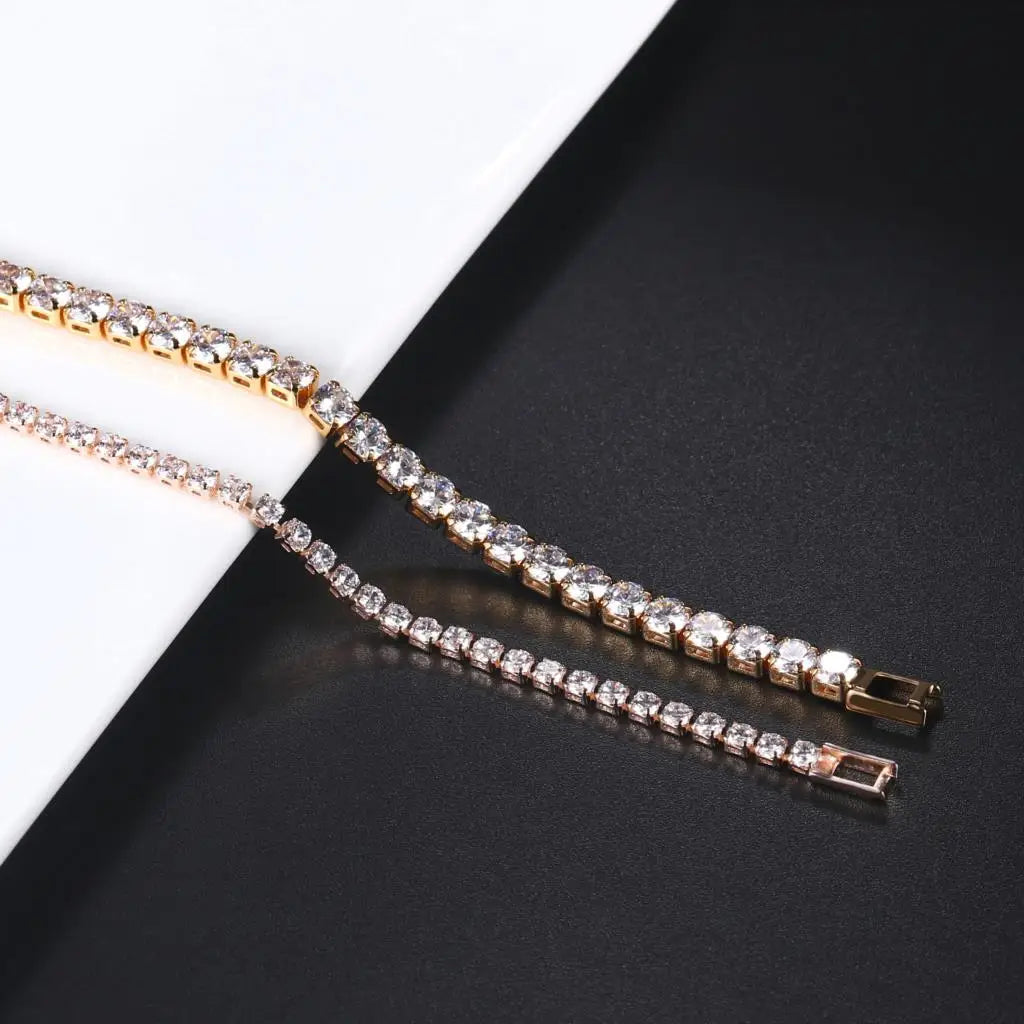 Hip Hop Iced Out 3/4/5mm Crystal Tennis Bracelet for Men Homme Trendy Punk Zirconia Men's Chain on The Hand Streetwear Jewelry