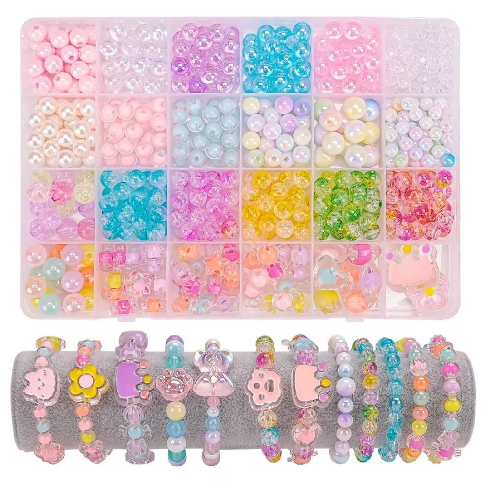 24 Grid DIY Handmade Beaded Kit Acrylic Creative Beads Bracelet Making Kit Cute Kawaii DIY Jewelry Making Kit Educational Craft
