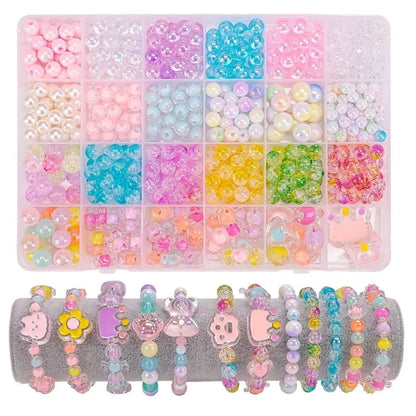 24 Grid DIY Handmade Beaded Kit Acrylic Creative Beads Bracelet Making Kit Cute Kawaii DIY Jewelry Making Kit Educational Craft