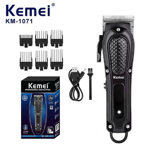 Kemei KM-1071 Electric Hair Clipper UBS Rechargeable Cordless Beard Trimmer Men Powerful Electric Hair Clipper Trimming Tool