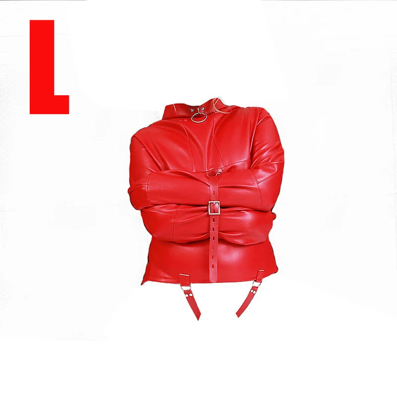 BDSM Leather Armbinder Restraint Straitjacket Sex Toy,Straight Jacket Bondage Adjustable Belt,Slave Cosplay Women's Sexy Costume