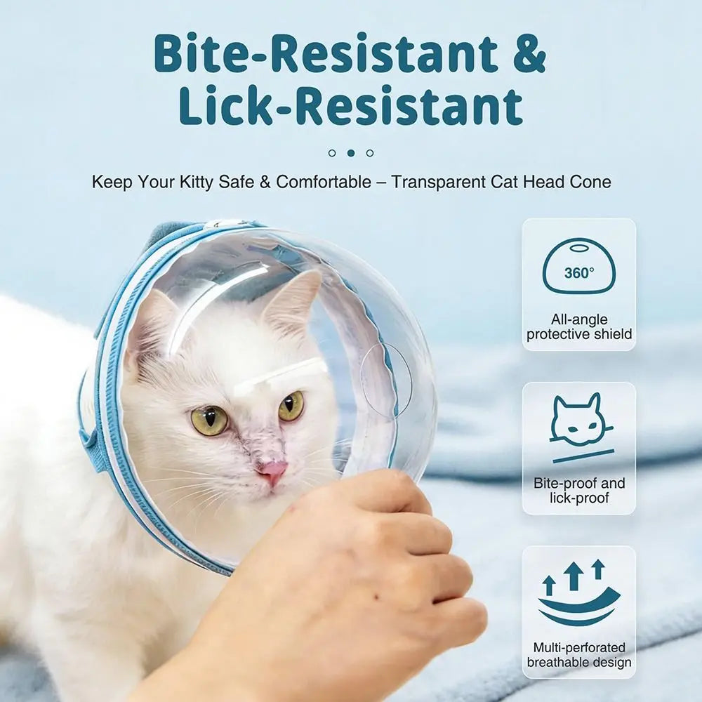Protective Biting Prevention Cat Muzzle Breathable Transparent Cat Helmet Adjustable Pet Hood Pet Supplies