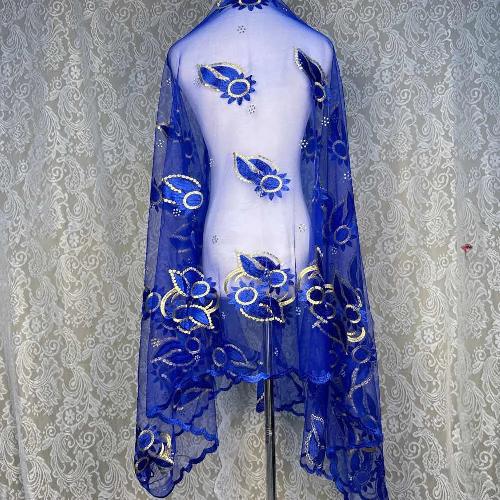 On Sale 2025 New African Net Hijab Scarf for Muslim Women African Dubai Islam Headscarf Embroidery Shawls Voile
