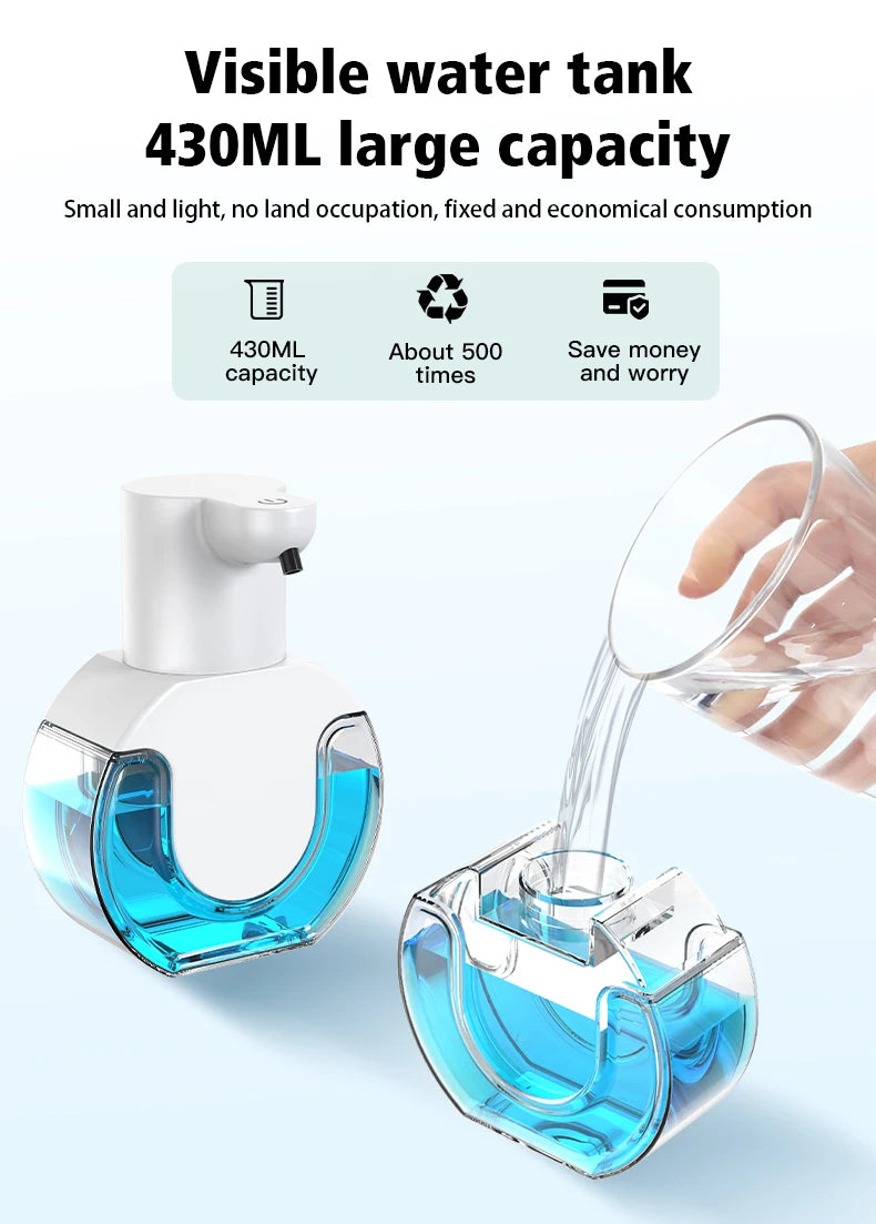 420ML Large Capacity Touchless Desktop Or Wall-Mounted IPX5 Waterproof Smart Infrared Automatic Sense Foam/Liquid Soap Dispenser