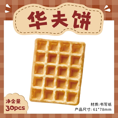 30pcs Biscuit Plan Series Retro Ins Dessert Biscuit Theme Message Memo Creative DIY Handmade Scrapbook Aesthetic Material