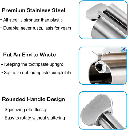 Bathroom Accessories Toothpaste Squeezer Tube Roller Stainless Steel Wringer Roller Rotate Dispenser for Ointments Cosmetics