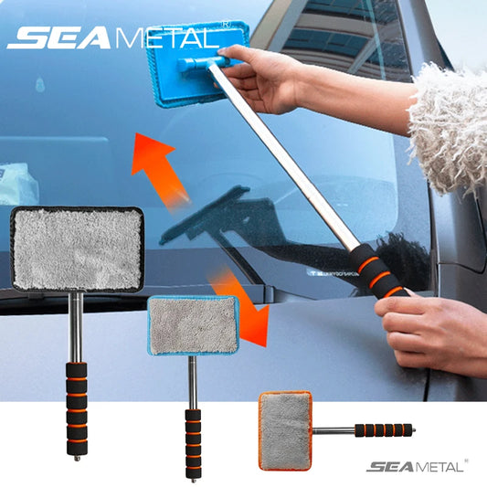 SEAMETAL Car Windshield Glass Cleaner Microfiber Car Window Cleaning Brush Extendable Handle Interior Exterior Car Wash Tools