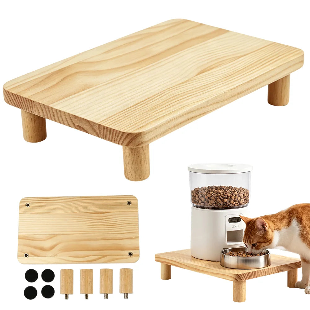 Elevated Cat Food Bowl Platform for Automatic Pet Feeders Raised Feeding Stand Pet Food Water Dispenser Platform for Cats Dogs Neck Protection Easy Assembly 34.3x20x6.1cm