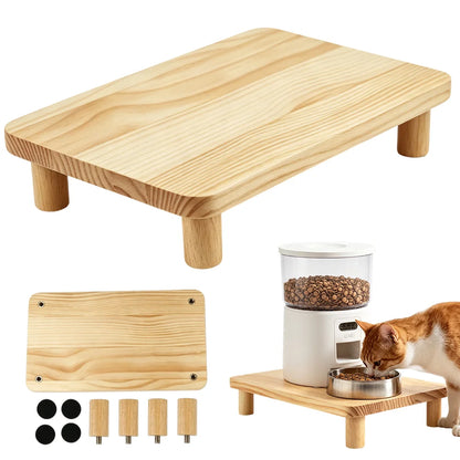Elevated Cat Food Bowl Platform for Automatic Pet Feeders Raised Feeding Stand Pet Food Water Dispenser Platform for Cats Dogs Neck Protection Easy Assembly 34.3x20x6.1cm