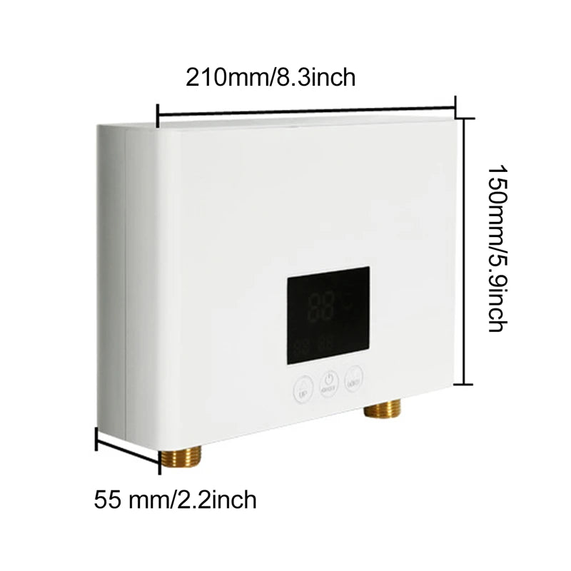 110V 220V Instant Water Heater Kitchen Bathroom Wall Mounted Electric Water Heater Hot Water Shower with LCD Temperature Display