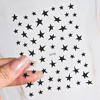 1pc Sliver Gold Star Nail Art Stickers Y2K Charms Self-Adhesive Sliders Laser White Chrome Gel Polish Decals Kawaii Accesories