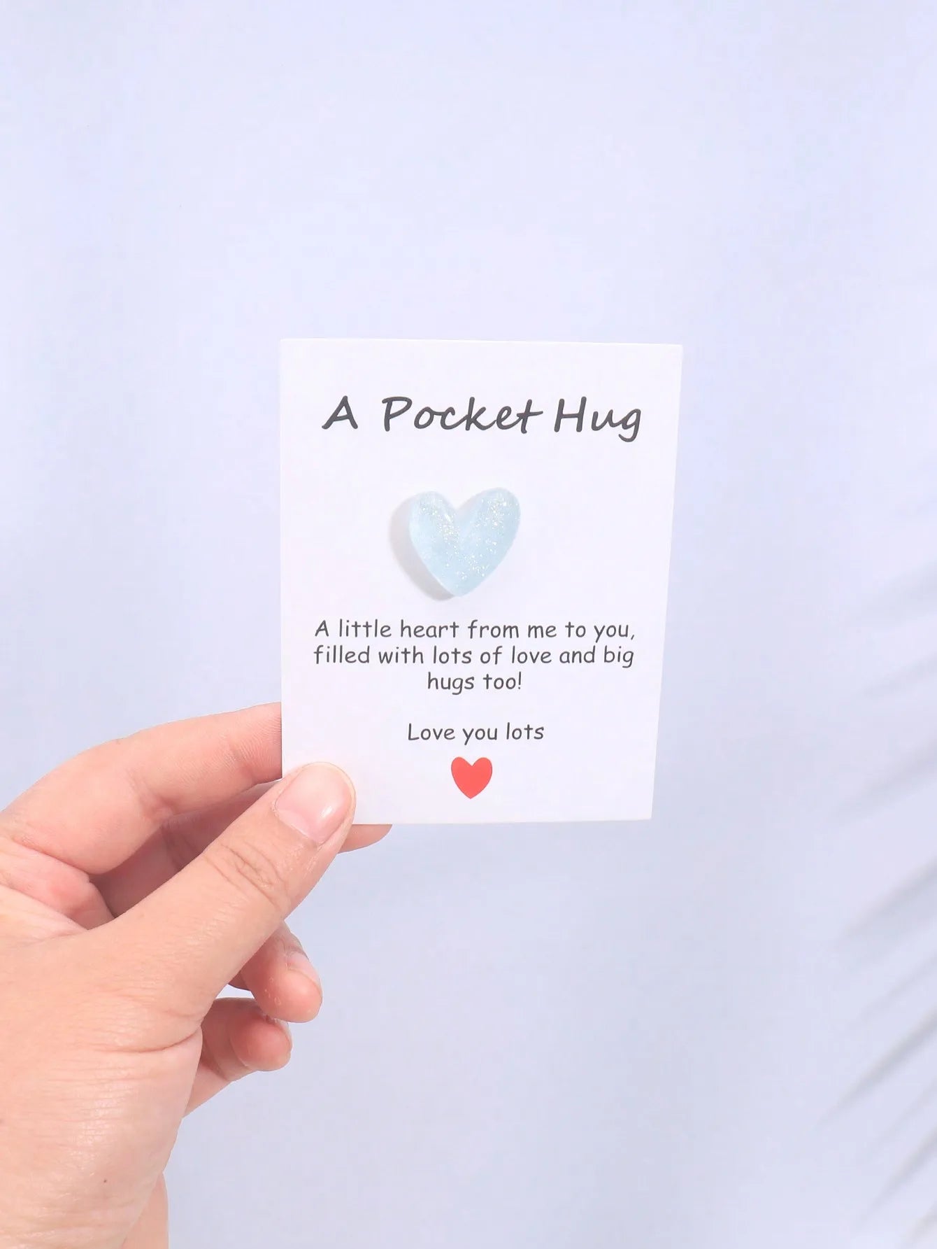 4 Pack Small Cute Pocket Hug Cards, Heart Shape Encouragement Greeting Cards, Mini Love Cards for Birthday Valentine