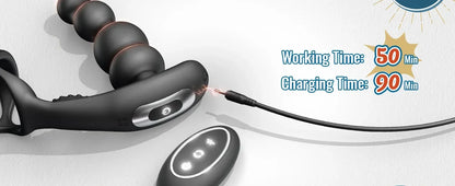 Male Prostate Massager Vibrator 360 Anal Beads Penis Ring 3 Rotation 10Vibration Modes Remote Butt Plug Sex Toys for Couples Men