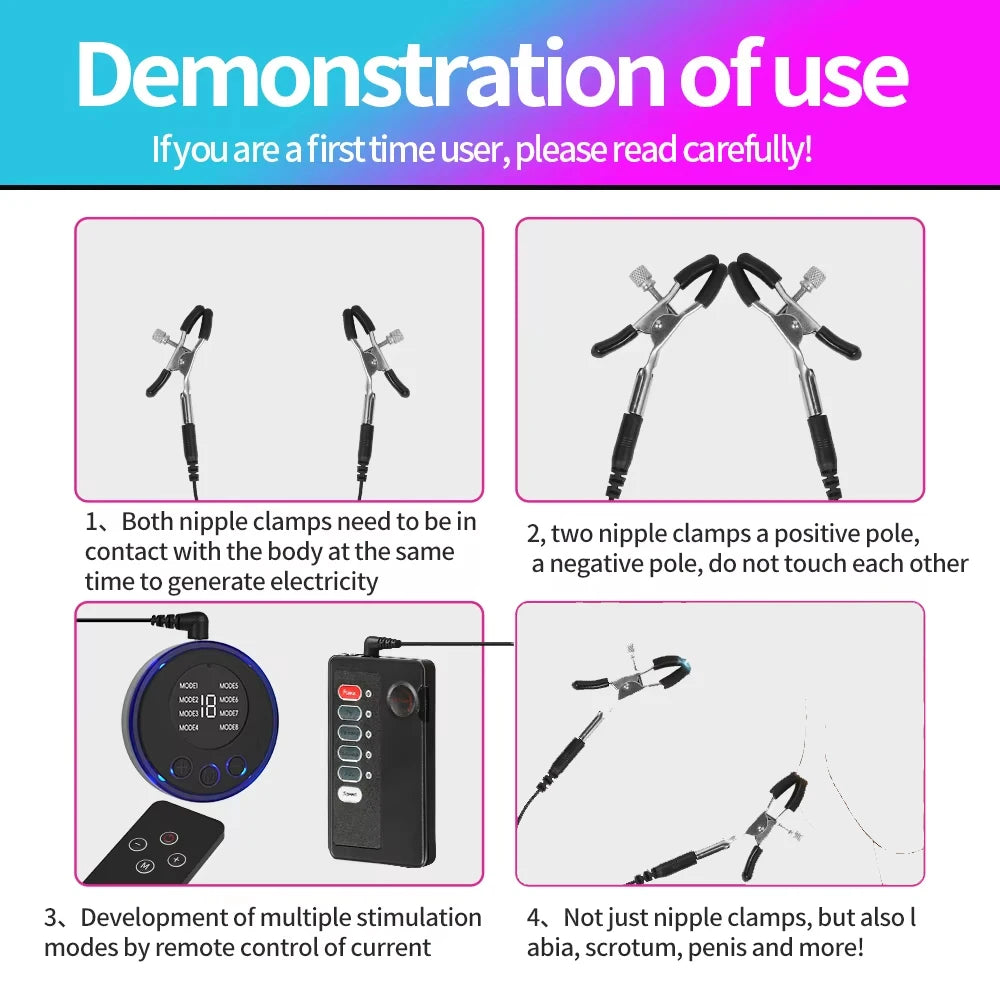 Sex Toy Electric Shock Nipple Clamps Breast Massager BDSM Toys Bondage Clitoris Clamp Stimulator Sex Toys for Man Women Games