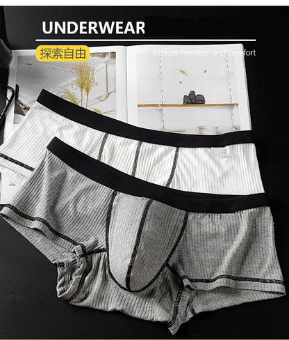 Large-bag personalized design men's underwear, sweat-absorbing, thin, breathable, U-convex four-corner men's underwear