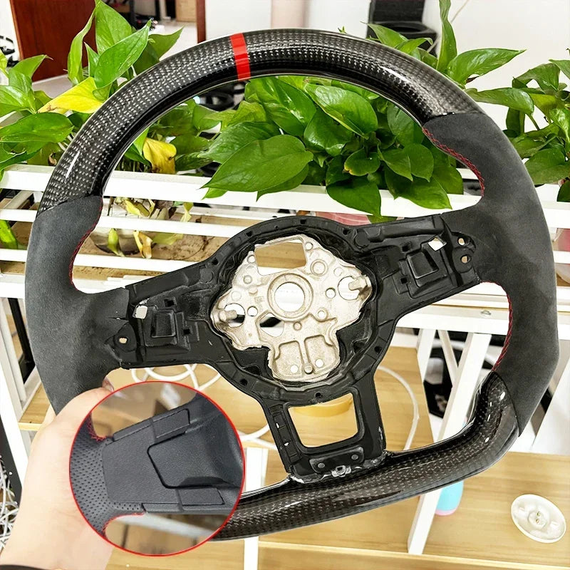 Carbon Fiber Steering Wheel Leather For Volkswagen Golf 7 7.5 GTI GTD GTE R 2013-2020 Polo GTI Tiguan Passat DSG