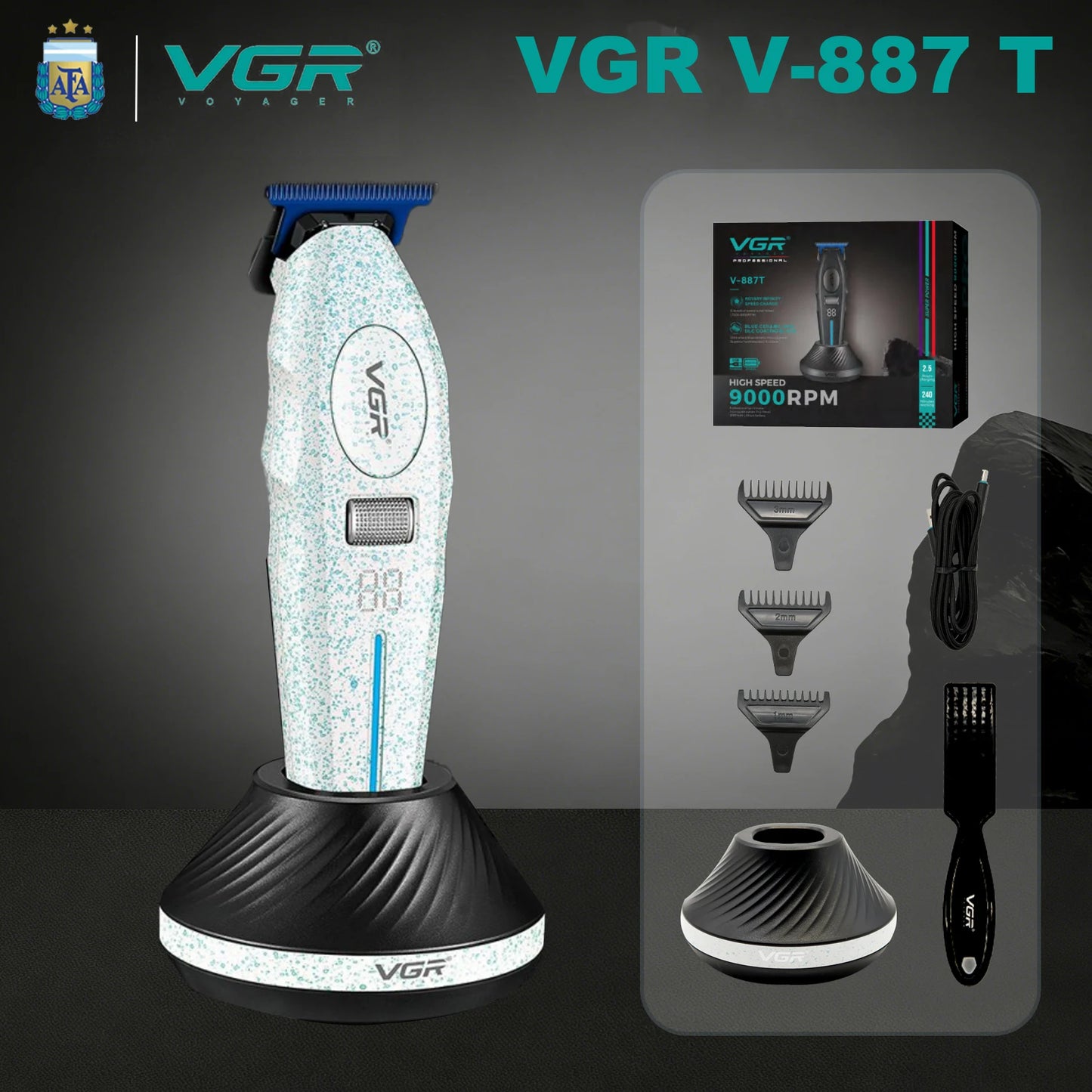 VGR Hair Trimmers Professional Haircut Machine 9000 RPM Hair Clippers Electric Trimmers Rechargeable Hair Trimmer for Men V-887