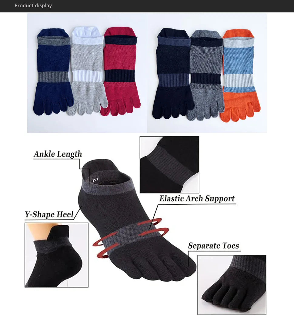 Large Plus Size Toe Socks Sport Mans Mesh Breathable Compression Sweat-Absorbing Fitness Elastic Five Finger Ankle Socks Student