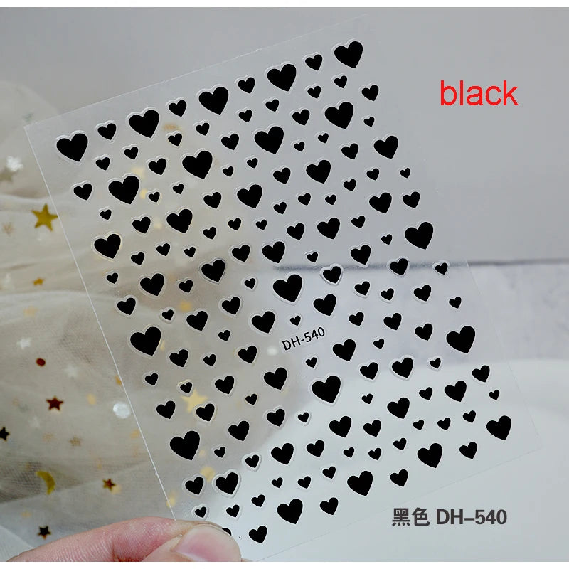 3d Nail Art Stickers Red Black White Love Hearts Stars Clouds French Full Tips Adhesive Nail Decals Slider For Manicure