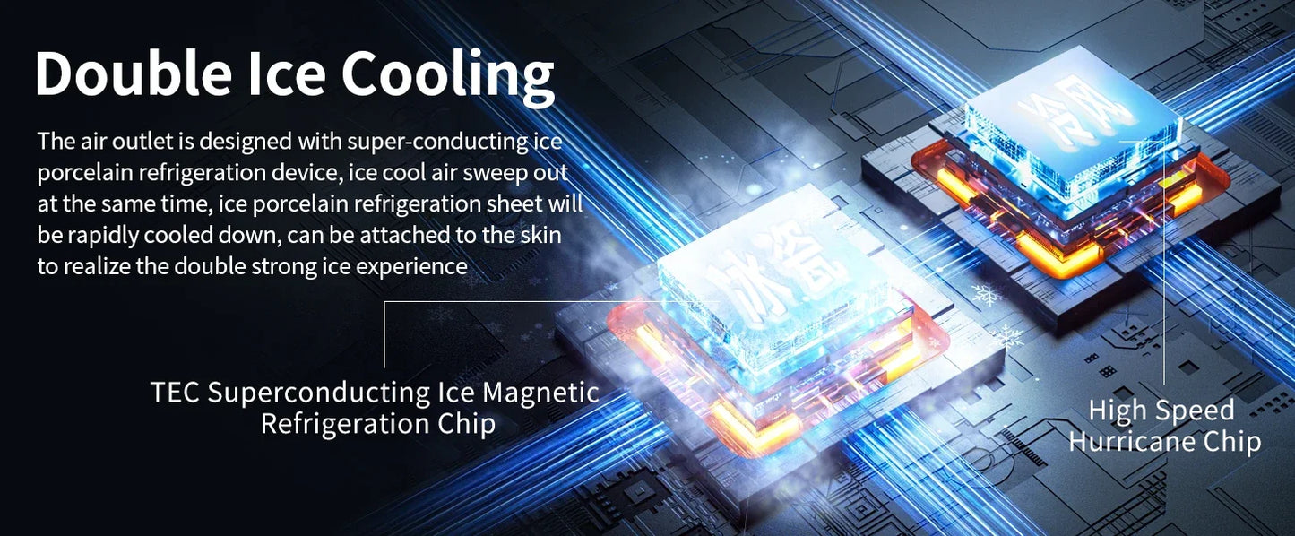 Portable Mini Fan Handheld Fan Ice Compress LED Display Ice Face 100 Wind Speeds 5200mAh USB Rechargeable Battery Fan