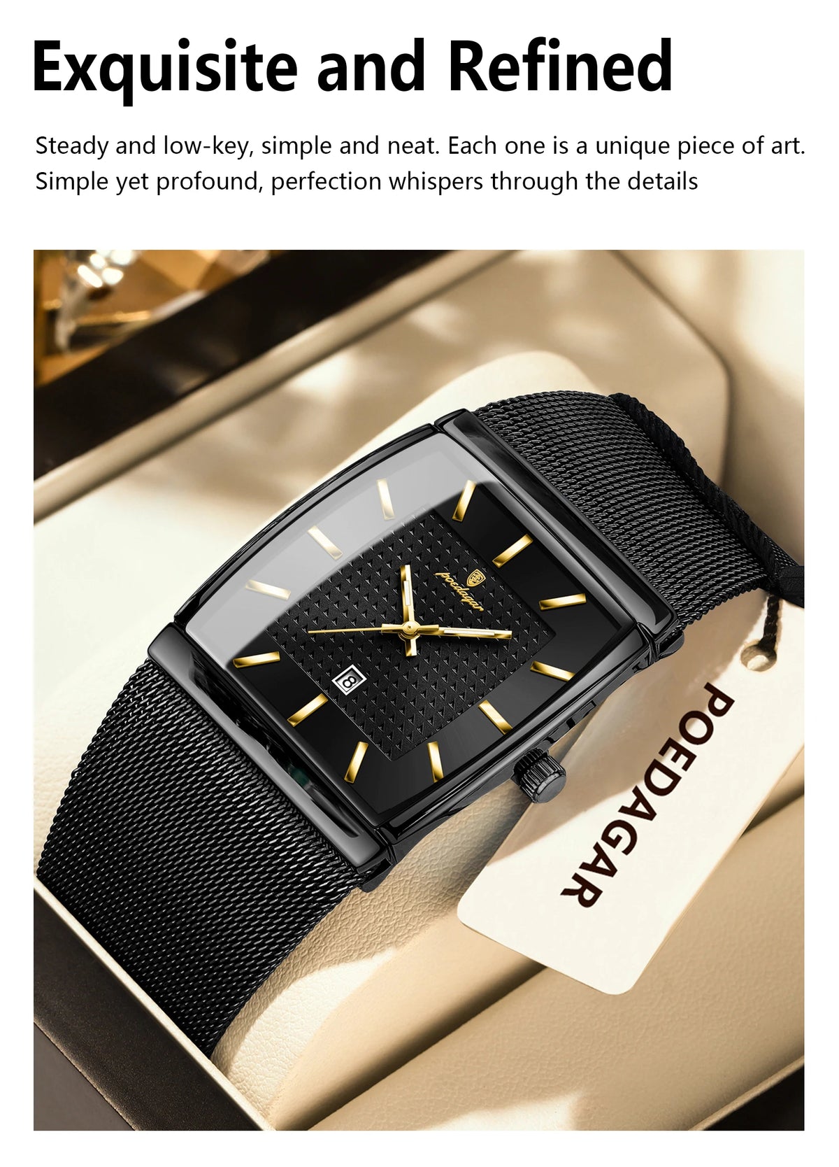 POEDAGAR Top Luxury Men Wristwatch Waterproof Luminous Stainless Steel Mesh Date Man Watch Fashion Business Quartz Men's Watches