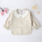 Easy Clean PU Full Sleeve Bib Baby Kids Solid Color Soft Faux Leather Children Apron Painting Meals Protection Waterproof Smock