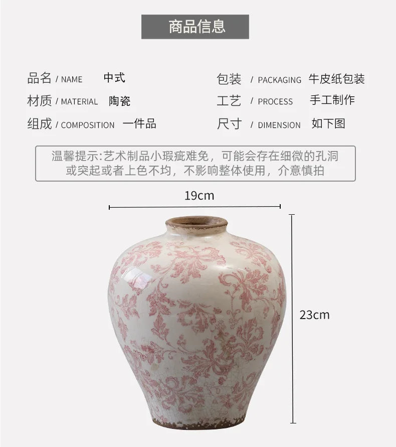 Blue and White Porcelain Vase Flower Vase Chinese-style Retro Porcelain Jars Ceramic Pot Flowerpot Home Decoration Accessories