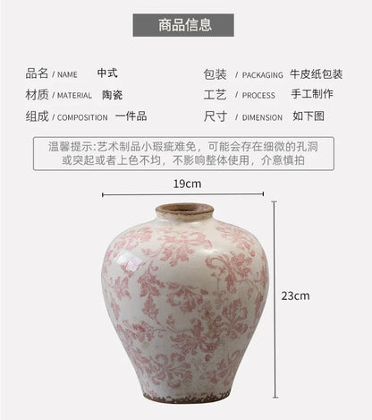 Blue and White Porcelain Vase Flower Vase Chinese-style Retro Porcelain Jars Ceramic Pot Flowerpot Home Decoration Accessories