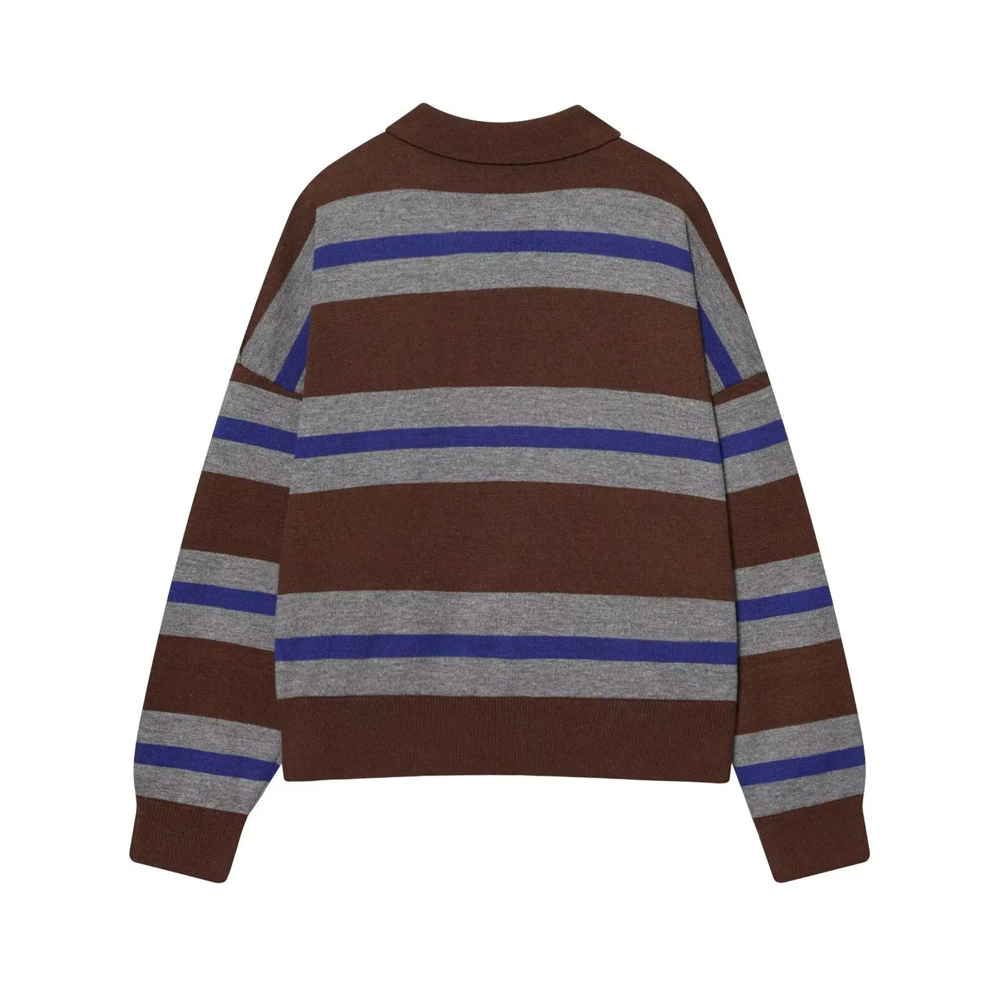 Sweater knitted Pullover Women's Spring 2026 New Fashion Striped Loose Polo neck Warm Women Sweater Chic Youth Holiday Pullover