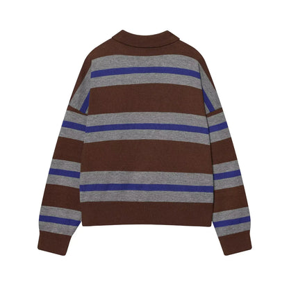 Sweater knitted Pullover Women's Spring 2026 New Fashion Striped Loose Polo neck Warm Women Sweater Chic Youth Holiday Pullover