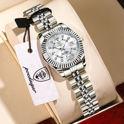 POEDAGAR Elegant Women's Watch Waterproof Luminous Date Fashion Ladies Wristwatch Stainless Steel Quartz Watches For Women Reloj