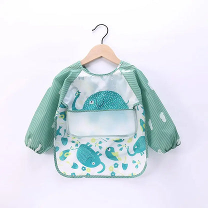 Waterproof Full Sleeve Baby Bibs Children Apron Long Sleeve Feeding Smock Kids Eating Breastplate Infant Scarf Clothing