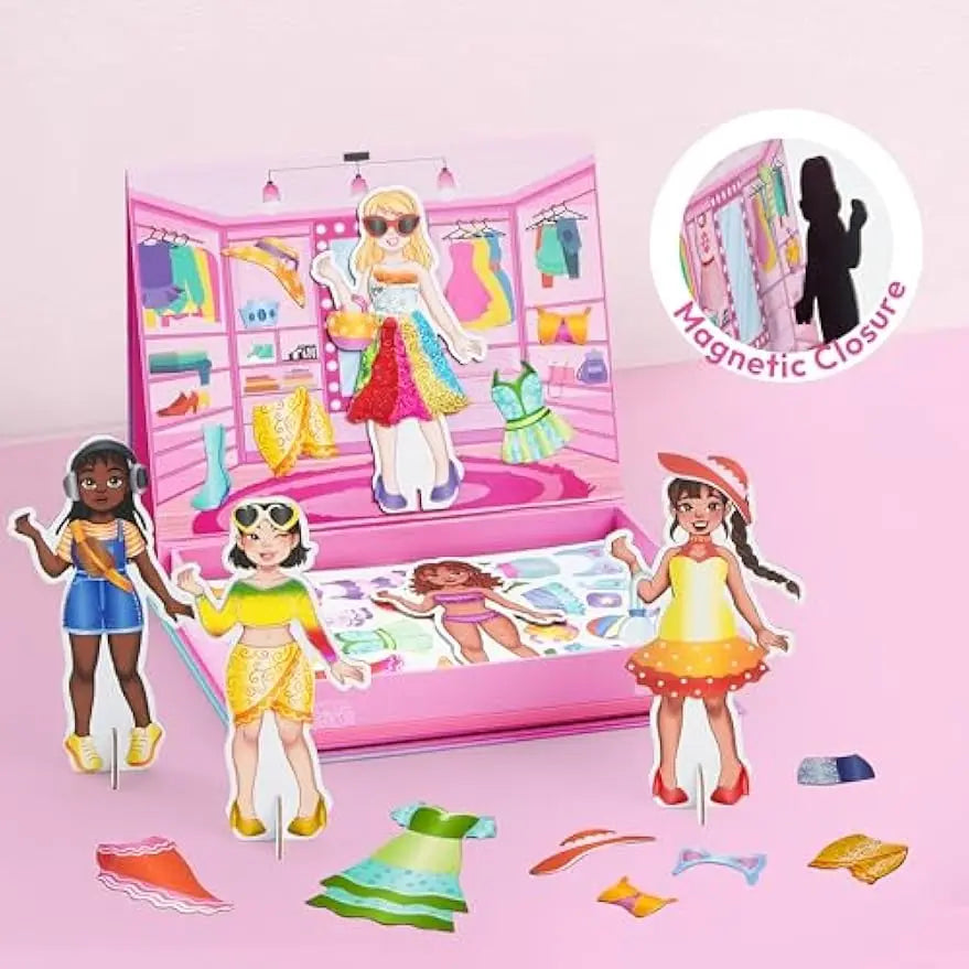 Joyfy Foil Magnet Dress-Up Kit 2-in-1 Fashion DIY Craft for Kids Paper Dolls Travel Activity Birthday Gifts with Display Box