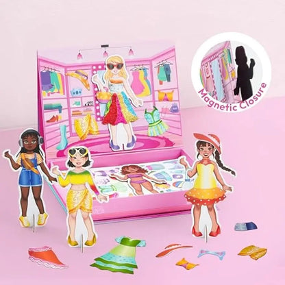 Joyfy Foil Magnet Dress-Up Kit 2-in-1 Fashion DIY Craft for Kids Paper Dolls Travel Activity Birthday Gifts with Display Box
