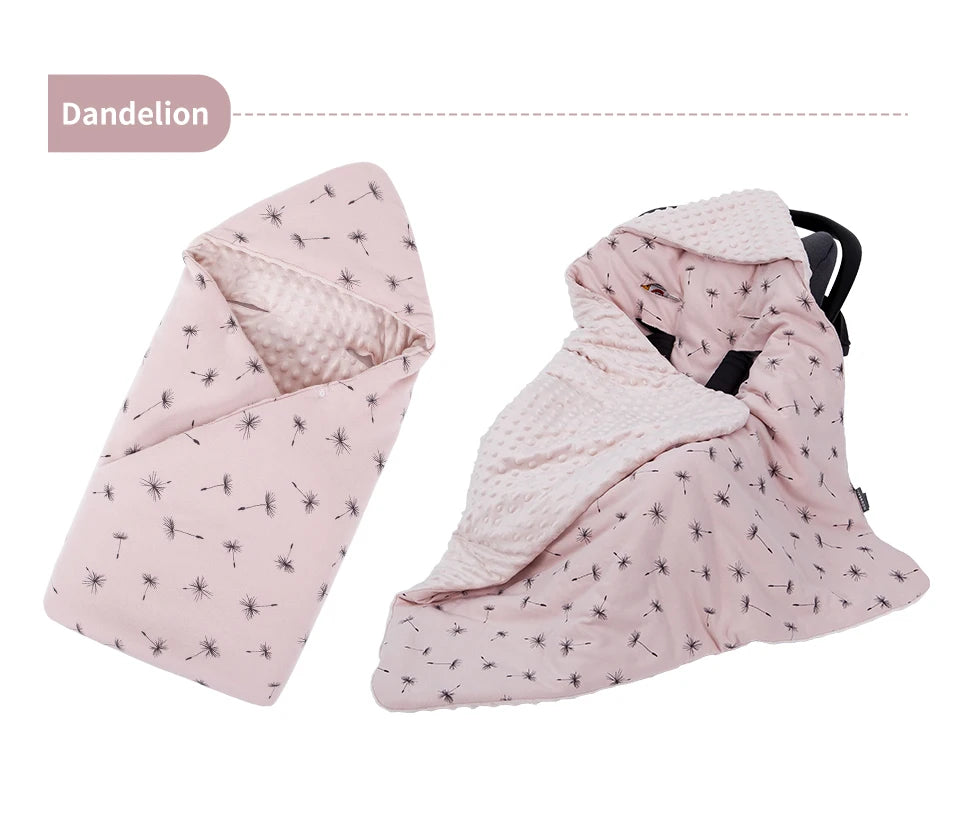Newborn Baby Blanket In Baby Car Seat Basket 0-3 Months Swaddle Wrap With Windproof Hooded For Outside Travel Boys Girls