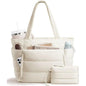 Trendy Quilted Tote Bag for Women Multi Compartment Zip Top Handbag Urban Stylish Daily Use Short Trip bags for women