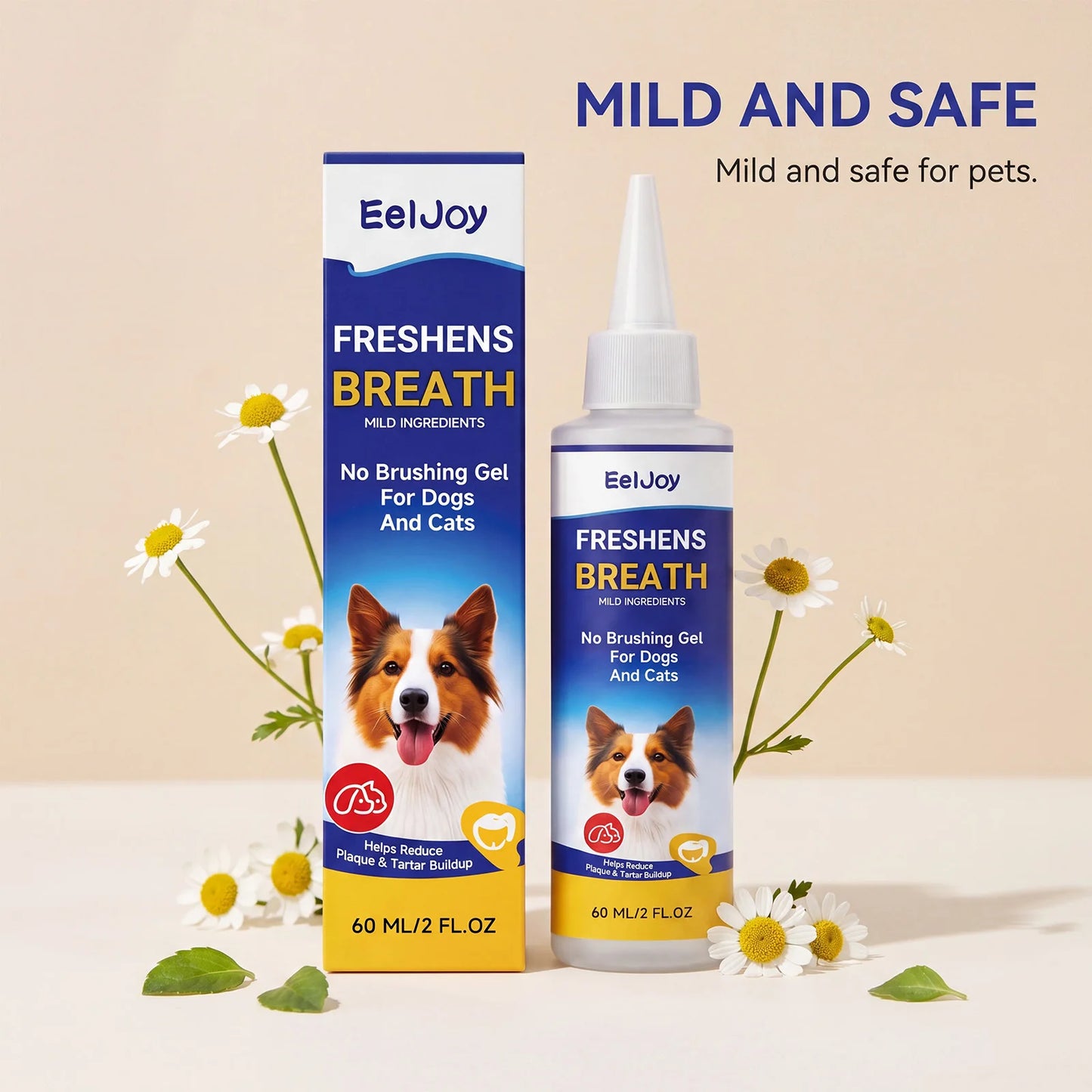 EELJOY Pet Dental Care Gel Reducing Plaque Tartar & Bad Breath Freshing Natural Formula No Brushing Gum Health Pet Oral Cleaner